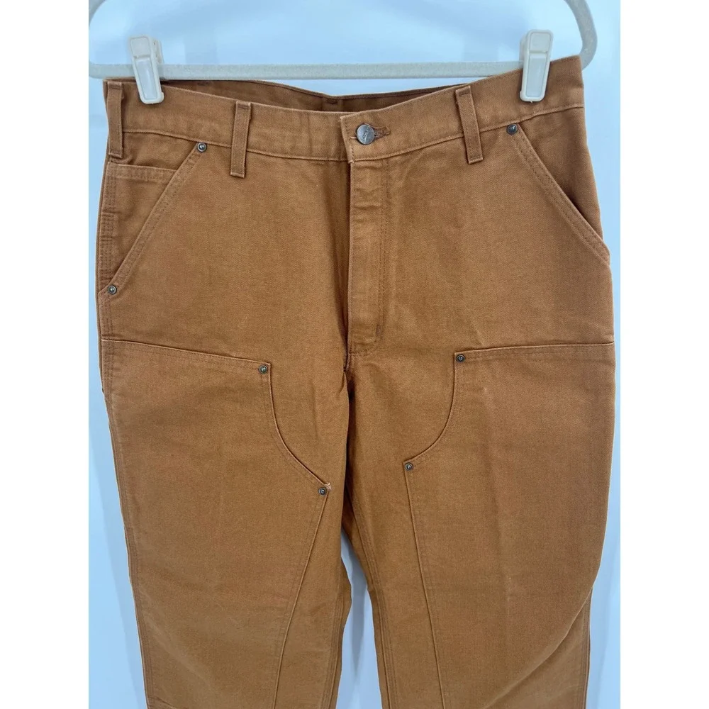 Carhartt B136 BRN NWT Made in USA Double Front Duck Work Pants Men's 35x30
